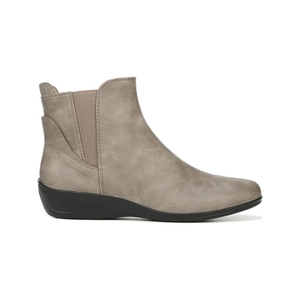 LIFE STRIDE Womens Putty Lotus Gray Stretch Izzy Round Toe Wedge Booties 6 W - Picture 1 of 4